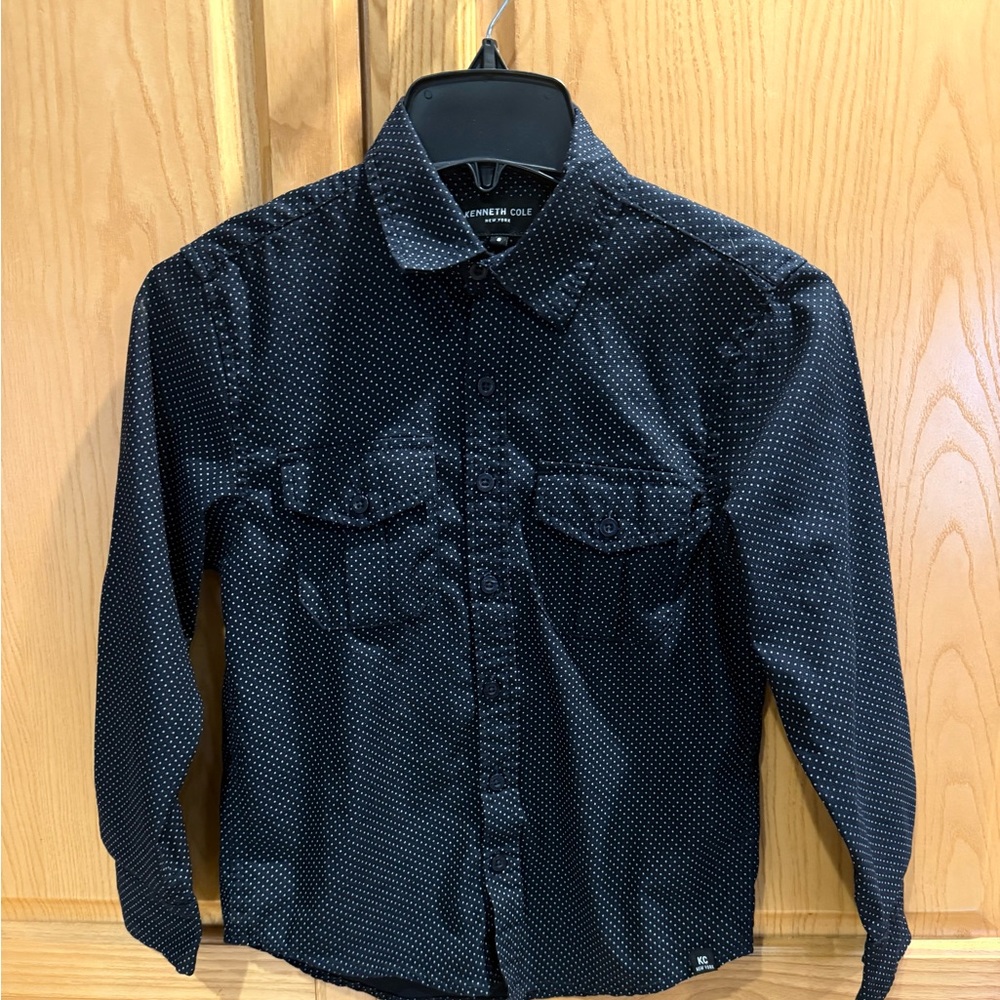 Kenneth Cole Boys 
Black Polka Dot Button Down Shirt Size 8